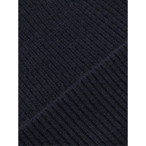WILLIAM LOCKIE Ribbed Cashmere Beanie Navy